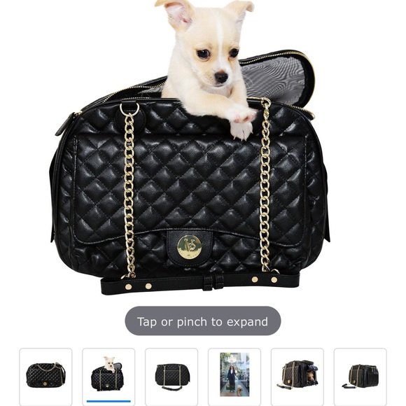 Vanderpump Pets black quilted vegan leather dog bag